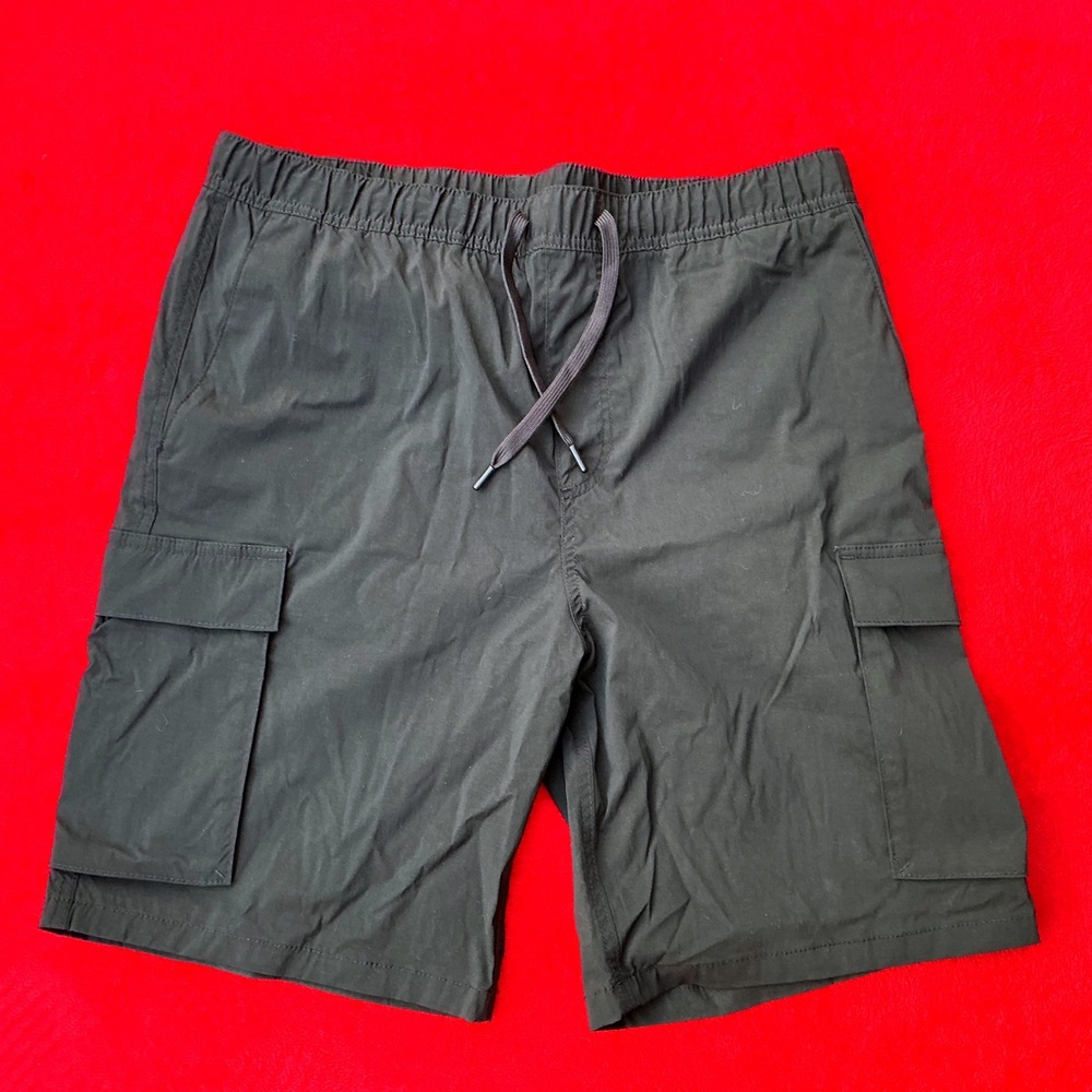 H&M Cargo Shorts Mens Large Gray Excellent Regular Fit Drawstring Utility 8in